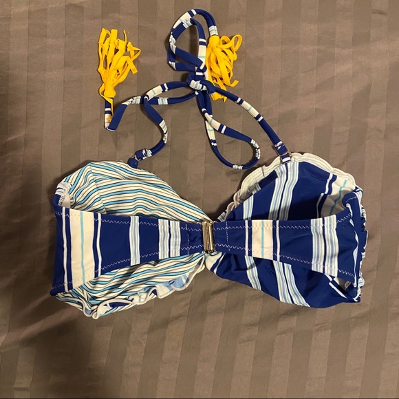 Cupshe bathing suit. Blue and White with Yellow tassels. Size M - Picture 6 of 7